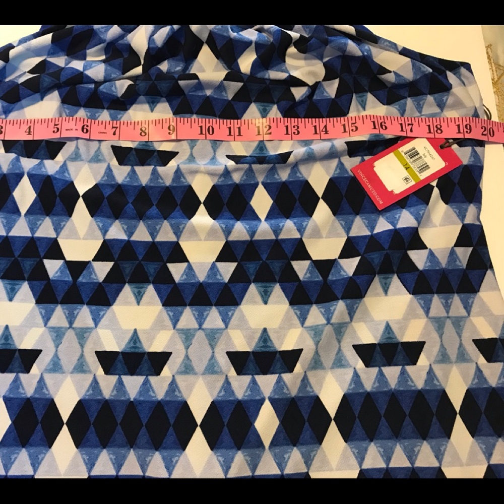 VINCE CAMUTO - HALTER SHIFT DRESS  BLUE MULTI  - SIZE 14 NWT - Picture 9 of 15